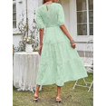 thumbnail image 4 of Vestido midi de encaje con mangas abullonadas y cuello redondo para mujer (verano 2023), 4 of 5