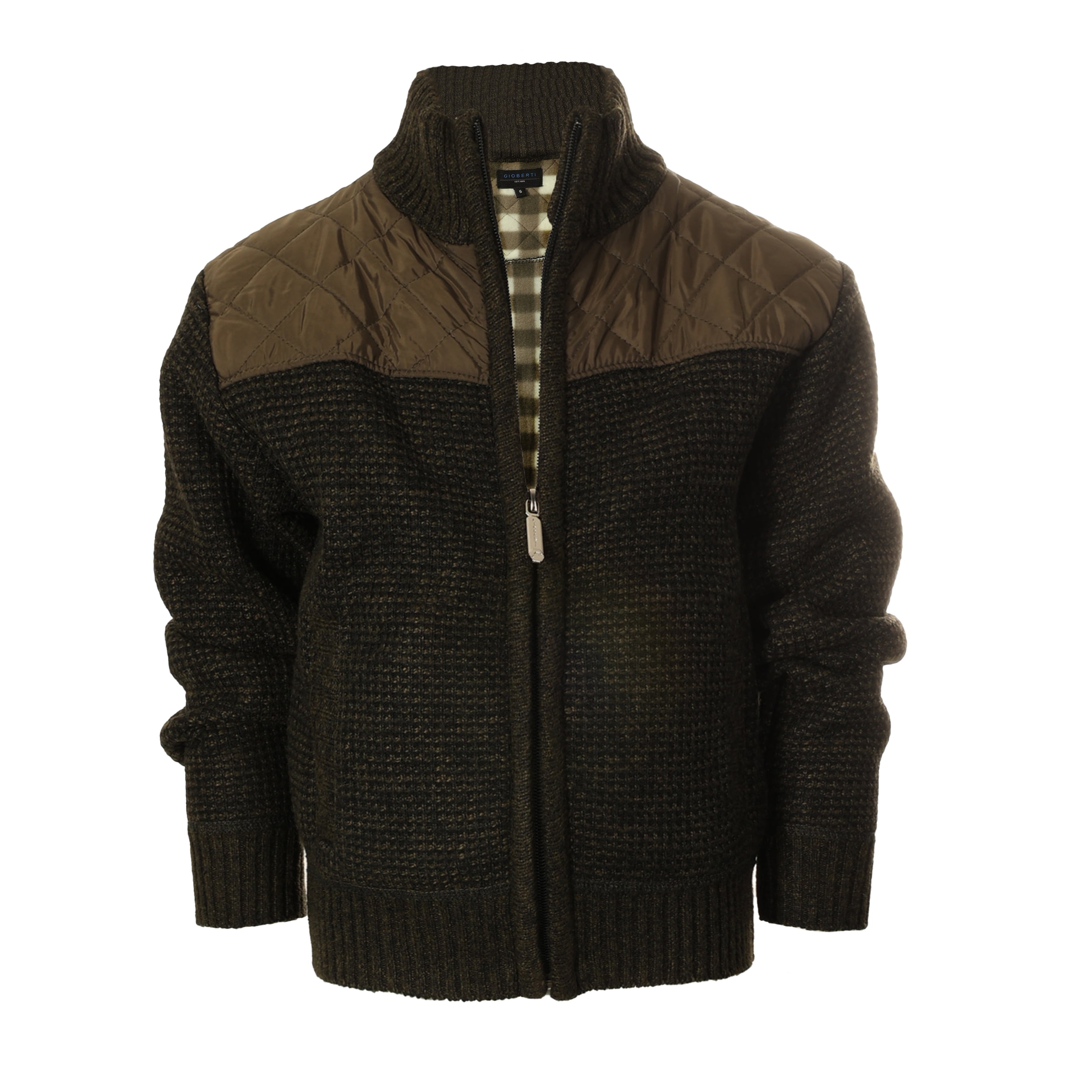 Gioberti Boy's Knitted Full Zip Cardigan Sweater with Soft Brushed Flannel Lining 