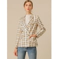 thumbnail image 4 of INSPIRE CHIC Vestes Blazer à Carreaux à Double Boutonnage à Revers Cranté pour Femmes, 4 of 6