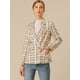 thumbnail image 4 of Chaqueta blazer formal a cuadros con doble botonadura y solapa con muesca para mujer Albaricoque XL, 4 of 6