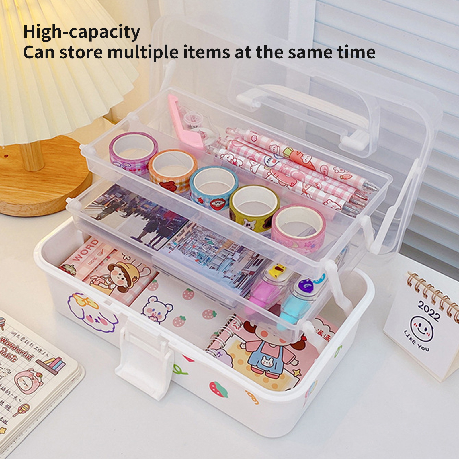 Plastic Multi-layers Portable Storage Container Box Handled Organizer  Storage Box for Organizing Stationery, Sewing, Art Craft, Jewelry and  Beauty Supplies 