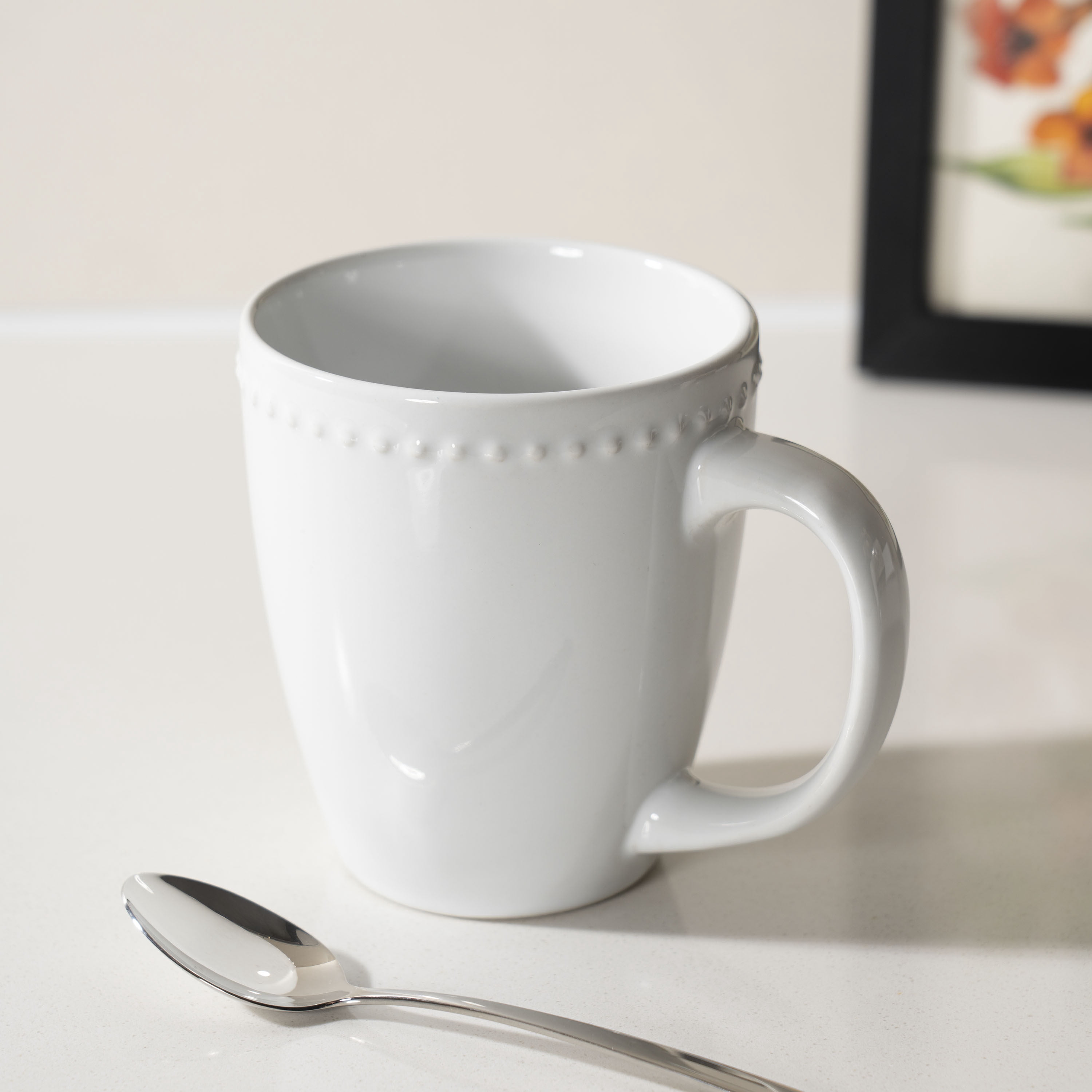 Mainstays Brynn White Stoneware Mug, 16 oz, 5.1