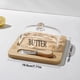 thumbnail image 3 of Elegante Mantequera de Estilo Nórdico con Tapa, Bandeja de Madera y Cubierta de Vidrio - Accesorio de Cocina Elegante con Cortador de Mantequilla B, 3 of 6
