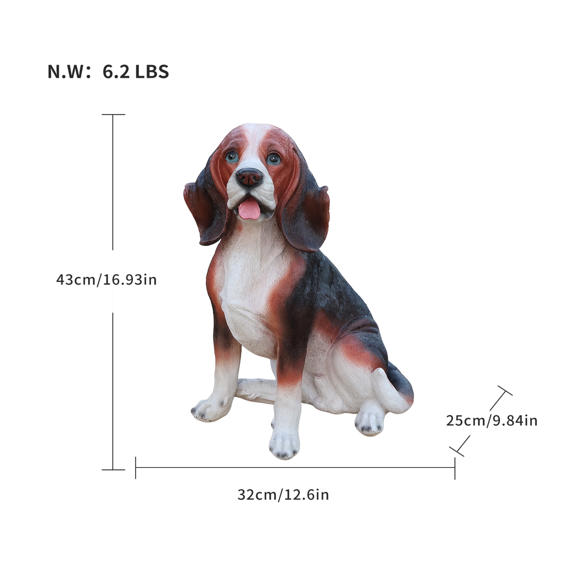 Noble House Lifelike Sitting Beagle Dog Statue, Realistic Resin Animal Figurine for Outdoor Garden Decor, Multicolor