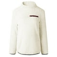 thumbnail image 4 of Fiaer,Fleece Turtleneck Zipper Pocket Sweatshirts for Women,Womens Loose Fit Casual Trendy Plus Size Trendy Warm Spliced Pullover Beige M, 4 of 5