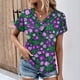 thumbnail image 2 of Tops de Algodón para Mujeres Cuello en V Moda Casual Manga Corta Primavera Verano Top para el Hogar Y Diario, 2 of 6
