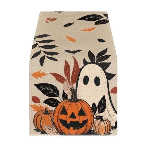 Ktlvex Halloween Table Runner 72 Inches Washable Farmhouse Table Linen Holiday Party Dining Decor Entryway Mantel Kitchen Spooky Home Decor (H)