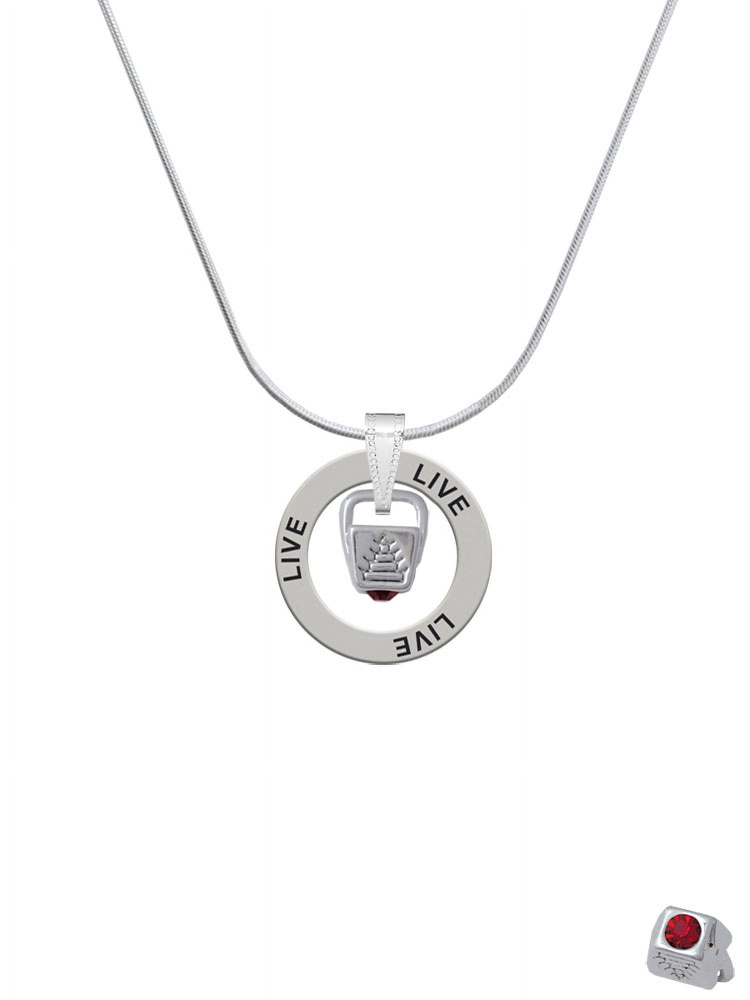 Delight Jewelry Silvertone Chinese Take Out Box with Crystal Live Ring Charm Necklace, 18"