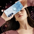 thumbnail image 7 of for Samsung Galaxy S25 Plus (Not S25) 6.7" Case, Flowers Floral Design Bling Clear Glitter Sparkle Diamond Soft TPU Silicone Cover with Ring Kickstand for Samsung Galaxy S25 Plus HSF-Blue, 7 of 7