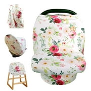 TANOFAR Car Seat Cover for Babies, Flower Car seat Canopy for Boys Girls, 4IN1 CarSeat Canopies for Newborn, Multiuse - Nursing Breastfeeding Covers, Stroller Covers, Scarf, Soft Breathable