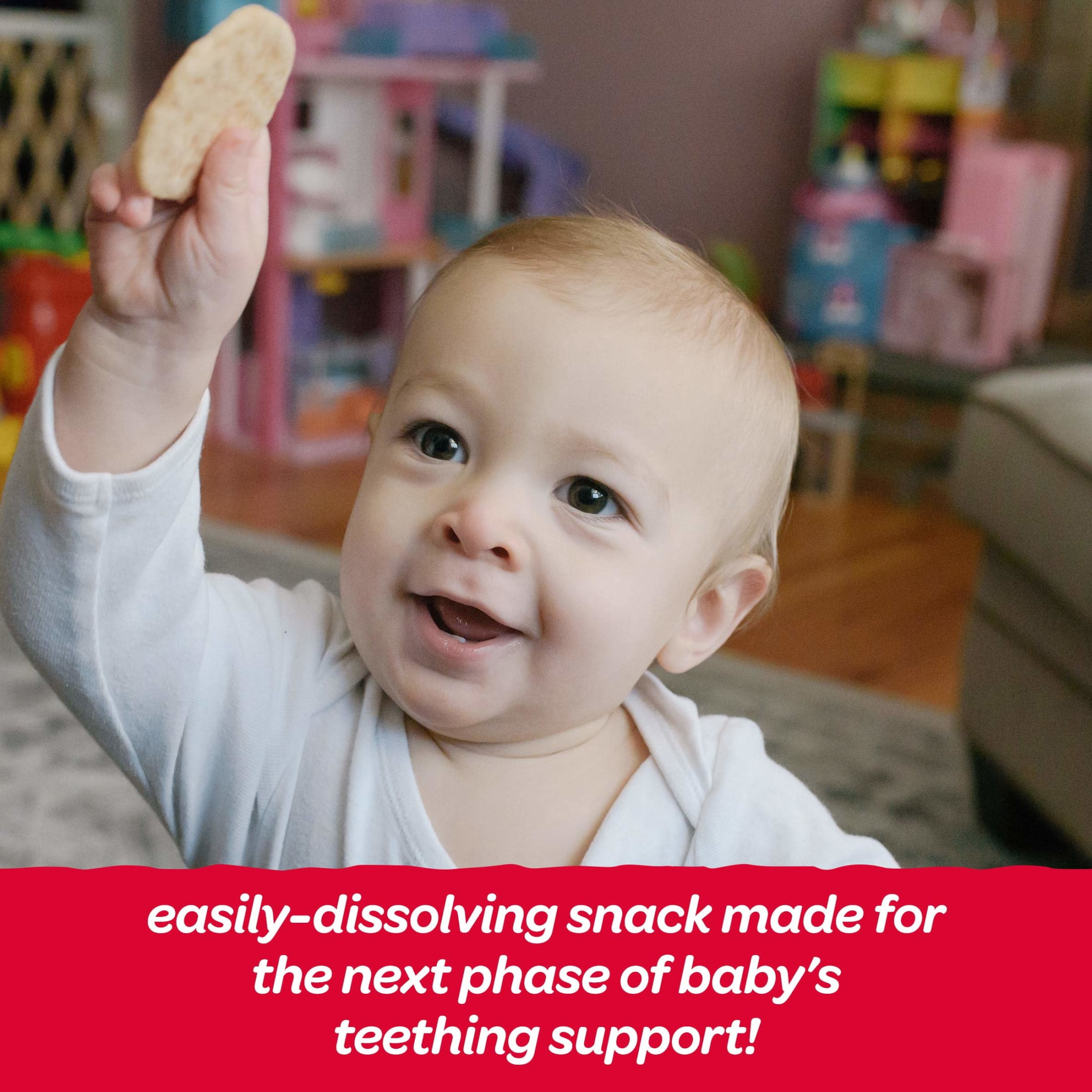 Happy Baby Organics Teether Crackers, Strawberry & Beet Organic Gluten Free Teething Snack, Box of 12-2packs (24 wafers)