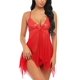 thumbnail image 1 of Lencería de mujer Encaje Babydoll Cuello en V Ropa de dormir Correa Chemise, Rojo Xemadio FLD-2236, 1 of 6