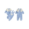 thumbnail image 2 of Loicainy Infant Baby Boy Fall Outfit 3 6 12 18 Months Contrast Colors Ribbed Long Sleeve Rompers Overalls Clothes Set, 2 of 9