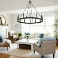 thumbnail image 2 of Acroma  12-light Farmhouse 40In Wagon Wheel Chandelier - 40'' D x 138'' H Black/Brass Matte Brass, Painted N/A, 2 of 5