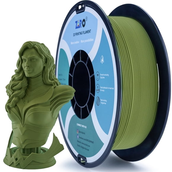 Filamento para impresora 3D ZIRO Matte PLA de 1,75 mm, color verde militar