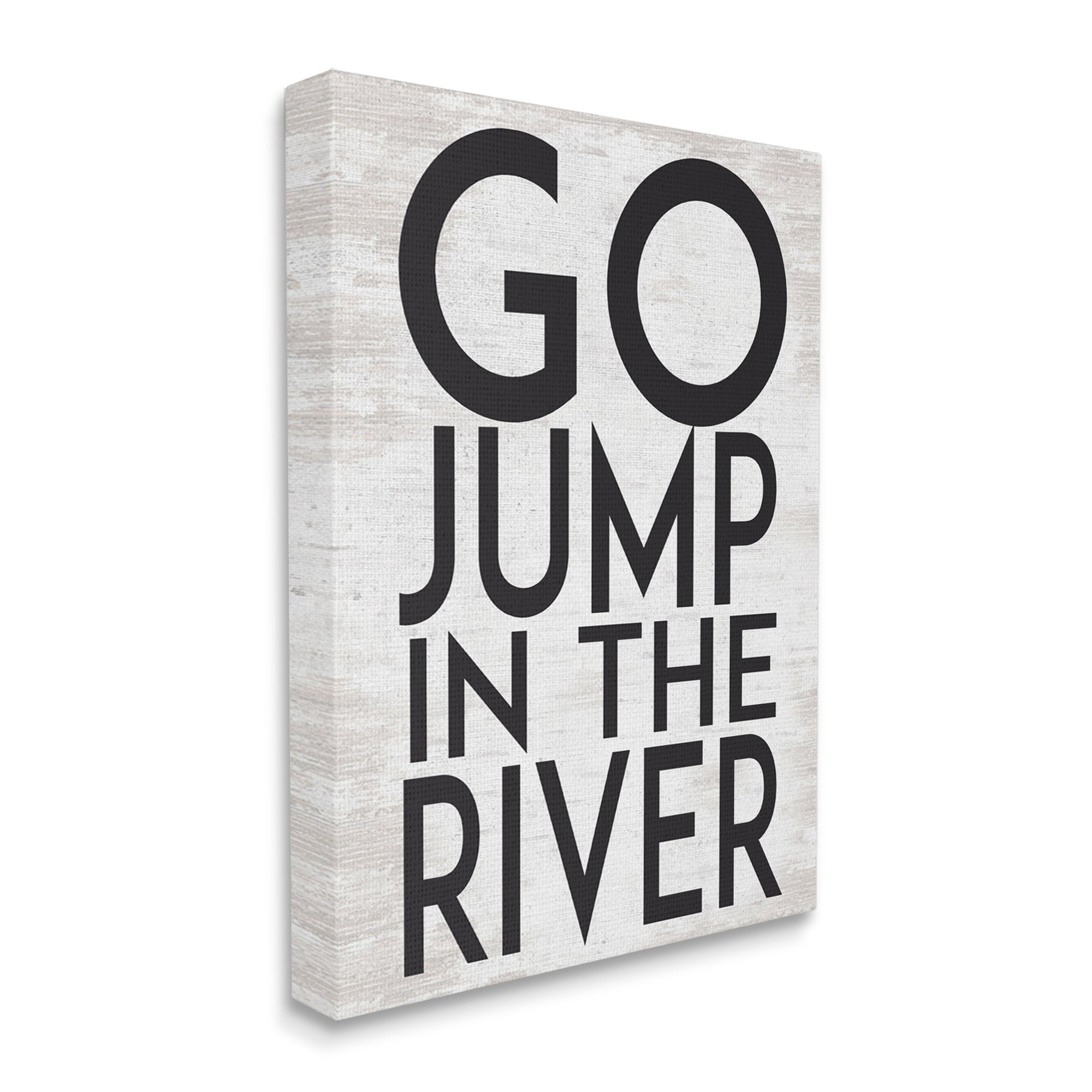 Stupell Industries Jump in the River Motivational Lake House Phrase Graphic Art Gallery Wrapped Canvas Print Wall Art, Design by Lettered and Lined