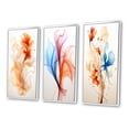 thumbnail image 3 of Designart "Modern Floral Watercolor in Orange Hues" Abstract Liquid Ink Framed Wall Art Set Of 3 - Orange Modern Frame Canvas Set For Living Room Decor, 3 of 6