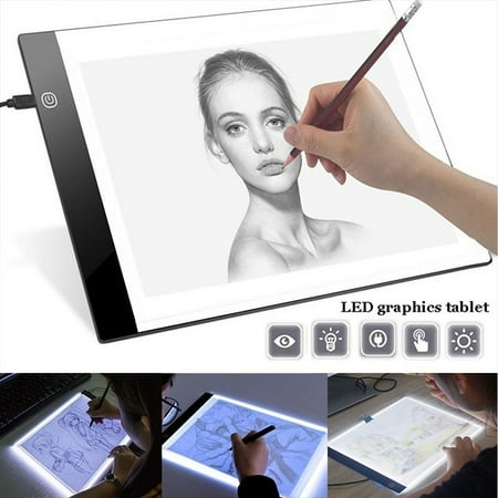 Tracing Light Board Ultra Thin 3MM LED Artist Drawing Board USB Power Dimmable Tracing Light Box Copy Pad Table Stencil Tattoo Display Light Box Sketching Animation Copy Table Pad,A5 ()