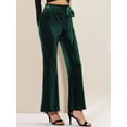 thumbnail image 2 of INSPIRE CHIC Pantalones de terciopelo para mujer Pantalones anchos elásticos de cintura con lazo con bolsillos Verde oscuro XS, 2 of 6