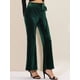 thumbnail image 2 of INSPIRE CHIC Pantalones de terciopelo para mujer Pantalones anchos elásticos de cintura con lazo con bolsillos Verde oscuro XS, 2 of 6