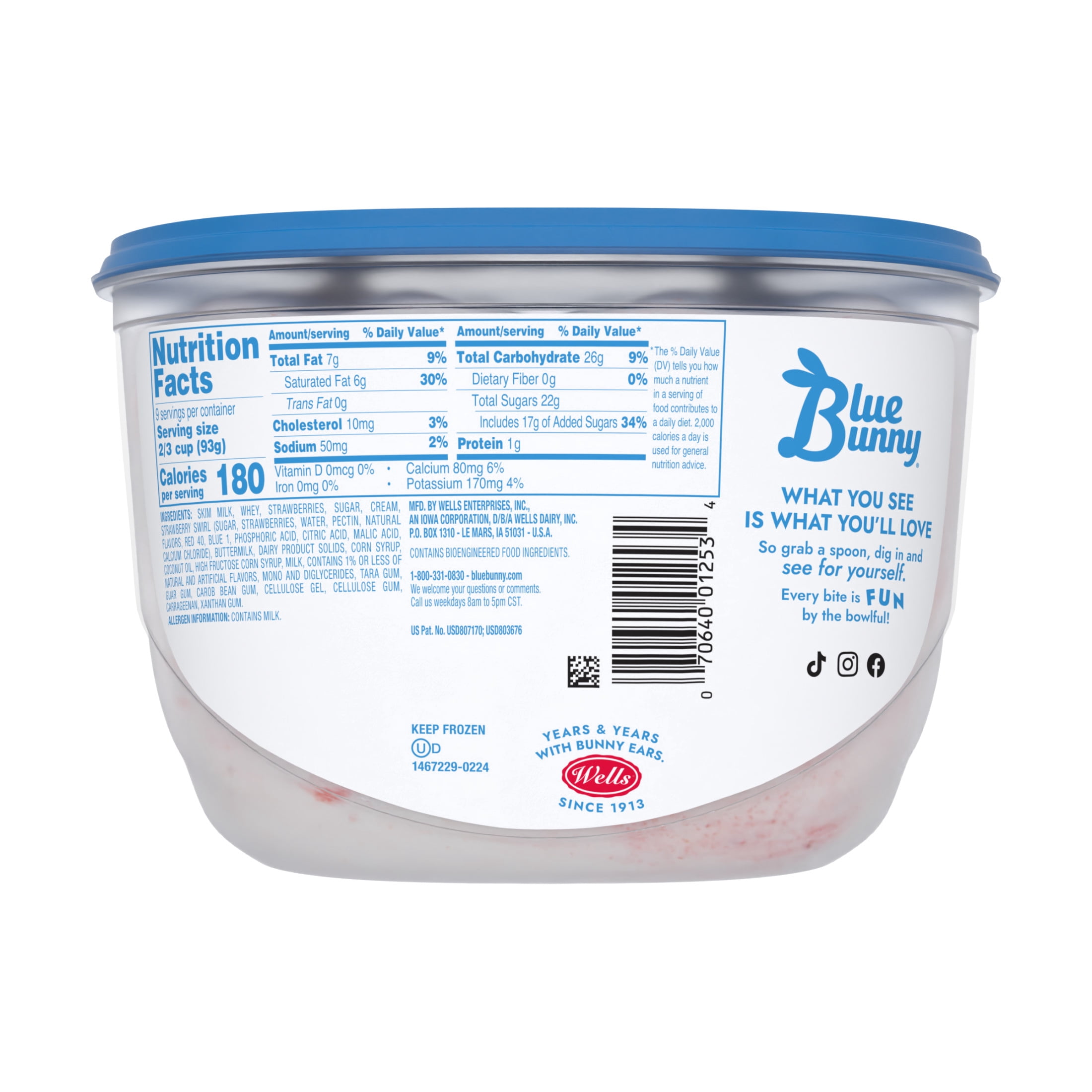 Blue Bunny Double Strawberry Swirl Premium Frozen Dessert, 48 fl oz