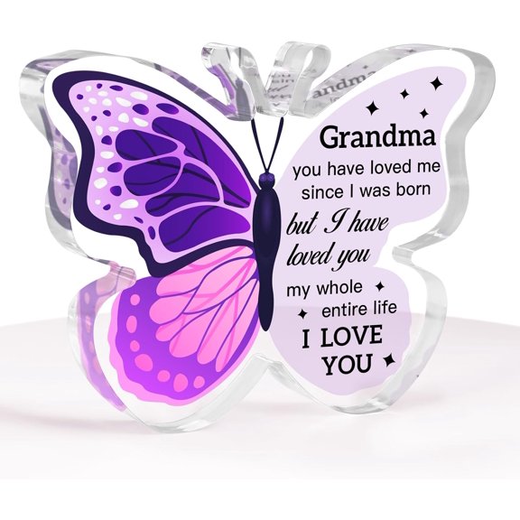Grandma Gifts, Gifts for Grandma Engraved Butterfly-shaped Acrylic Plaque, Grandma Birthday Gifts, Birthday Gifts for Grandma, Gifts for Grandma Birthday Home Decor 3×3.9 inch