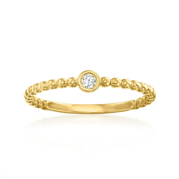 Ross-Simons Bezel-Set Diamond Beaded Ring in 18kt Gold Over Sterling, Women's, Adult