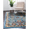thumbnail image 3 of Unique Loom Cape Cod Espahan Rug Blue/Black 6' 1" x 9' Rectangle Floral Traditional Perfect For Living Room Bed Room Dining Room Office, 3 of 9