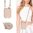 thumbnail image 6 of Allytechgroup Stylish Wallet Phone Case for Samsung Galaxy Z Flip 3 5G, Crossbody Shoulder Strap Make-up Mirror Ring Holder Stand Card Holders Shockproof Case for Girls Women, Beige, 6 of 7
