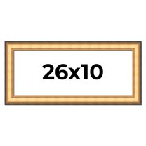 26x10 Frame Gold Plein Aire Solid Wood Picture Frame Width 2 Inches | Interior Frame Depth 0.5