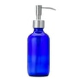 thumbnail image 3 of Petite Blue Glass Soap and Lotion Dispenser with Stainless Steel Pump - 8 oz, 3 of 4
