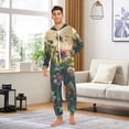 thumbnail image 4 of Boho Wildflowers Herbs Floral Adult Onesie Pajamas Slim Fit Christmas One Piece Suit Pjs for Women and Men Hooded Zipper, 4 of 7