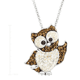 thumbnail image 2 of Women's Crystaluxe Owl Pendant with Crystals in Sterling Silver, 18", 2 of 2