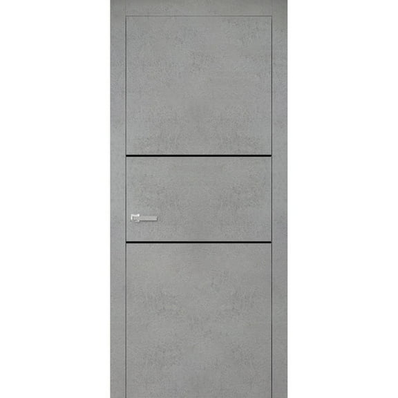 Modern Wood Interior Door with Hardware | Planum 0014 Concrete | Single Panel Frame Trims | Bathroom Bedroom Sturdy Doors-18" x 80"