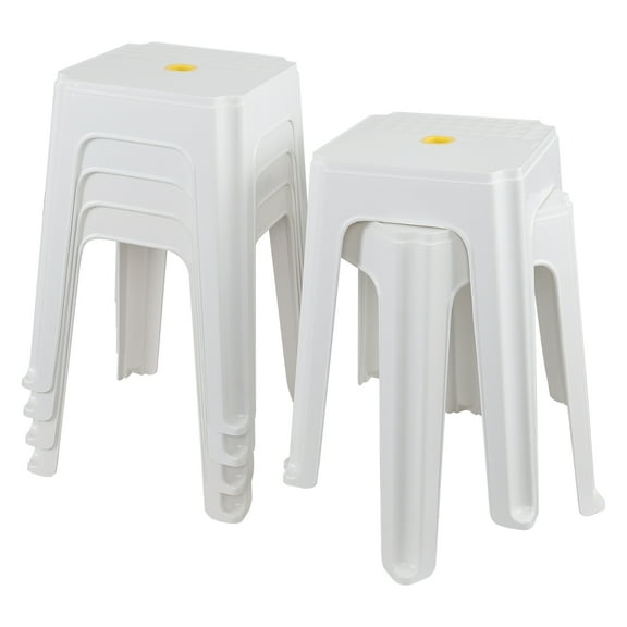 Loiycg 6-Pack 18.7 Inch High Plastic Stools for Seating, Square Plastic Stackable Stools Chair, White