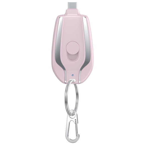 GARENAS Portable Charger Power Bank 1500Mah Mini Power Emergency Pod Portable Keychain Power Bank Suitable for Type C Interface Andoird(Pink)