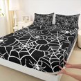thumbnail image 4 of Feelyou Spooky Spider Web Queen Sheets, Halloween Animal Queen Sheet Sets, Black White, 4-Piece, 1 Flat Sheet, 1 Fitted Sheet and 2 Pillowcases, 4 of 5