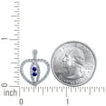 thumbnail image 2 of 925 Sterling Silver Womens Cubic Zirconia 2 Two Blue Stone Love Heart Charm Pendant Necklace Pendant for Women, 2 of 2