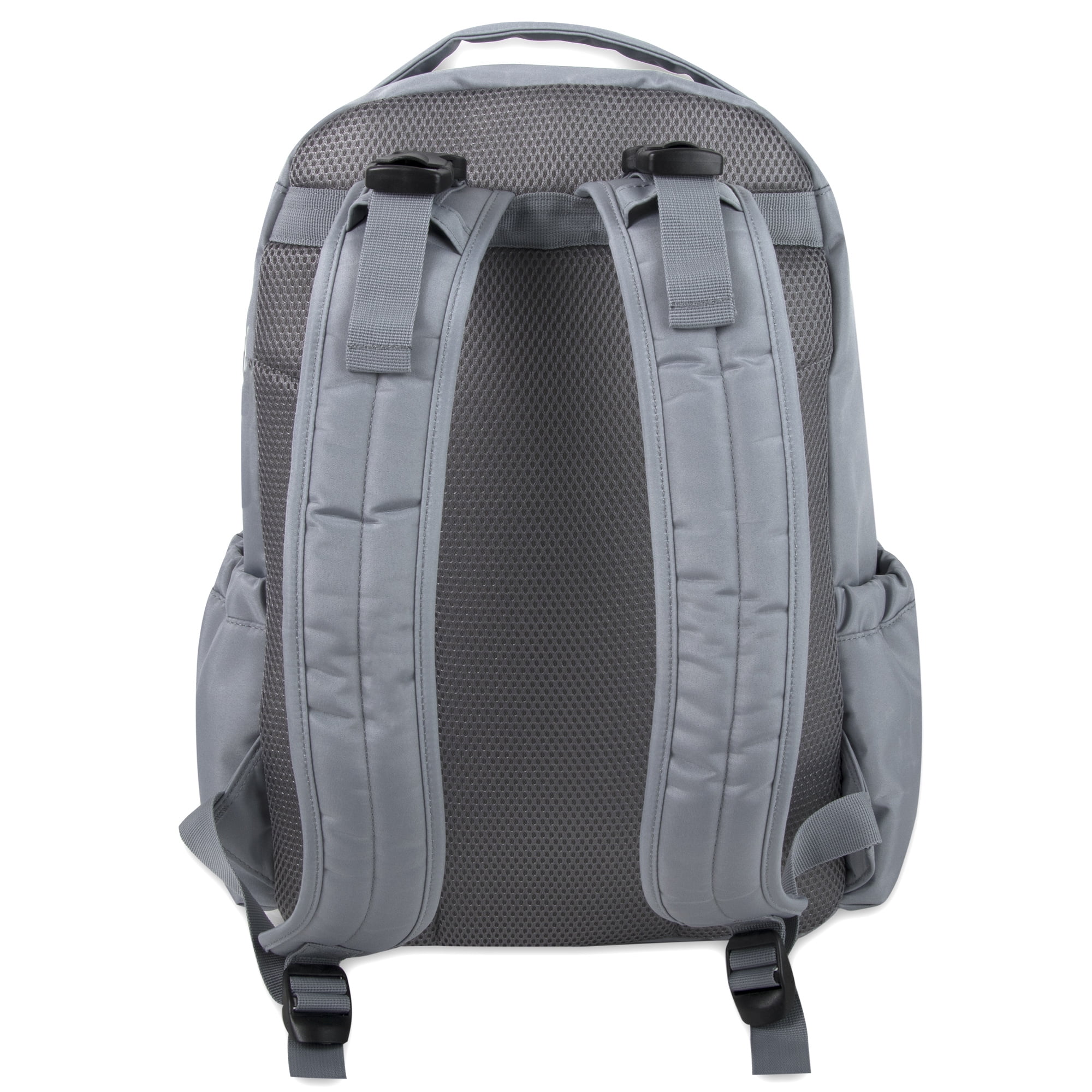 Fisher-Price 17”L Signature Morgan Quilted Multi-Pocket Diaper Bag Backpack with Matching Changing Pad, Insulated Bottle Pocket, Tablet Pocket and Stroller Straps in Gray