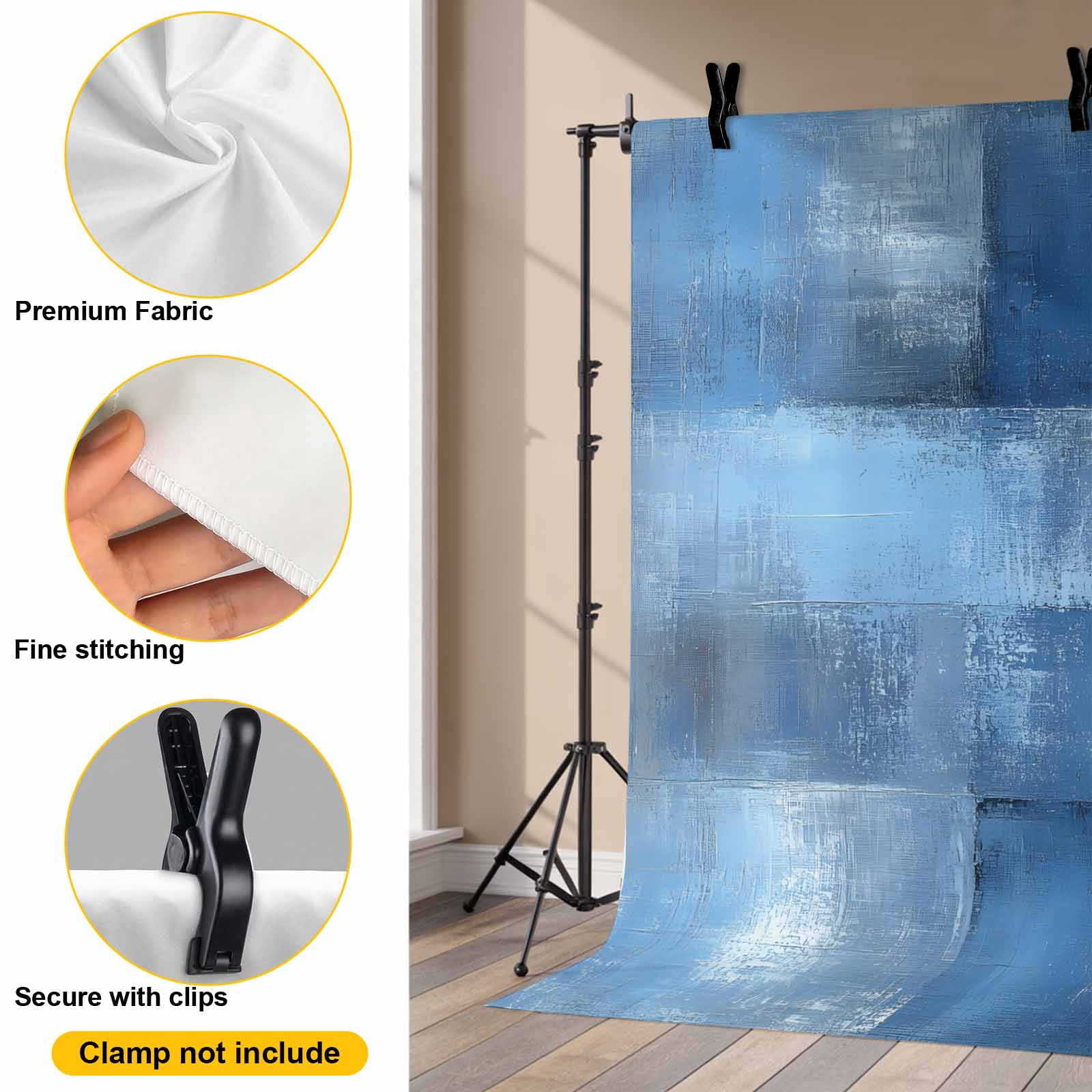 Blue Backdrop for Photography,Fabric Photo Background Backdrop,Ombre Oil Painted Retro Abstract Art Modern Photo Booth Background for Portrait Photoshoot Video Wedding Studio Decoration Banner 7x5ft