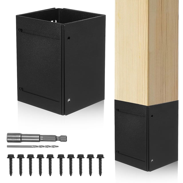 SHISUYAN 1 Set Fence Post Protector Adjustable Metal Post Protector Kit For Wooden Mailboxes And Fences Protects From Rain And Damage