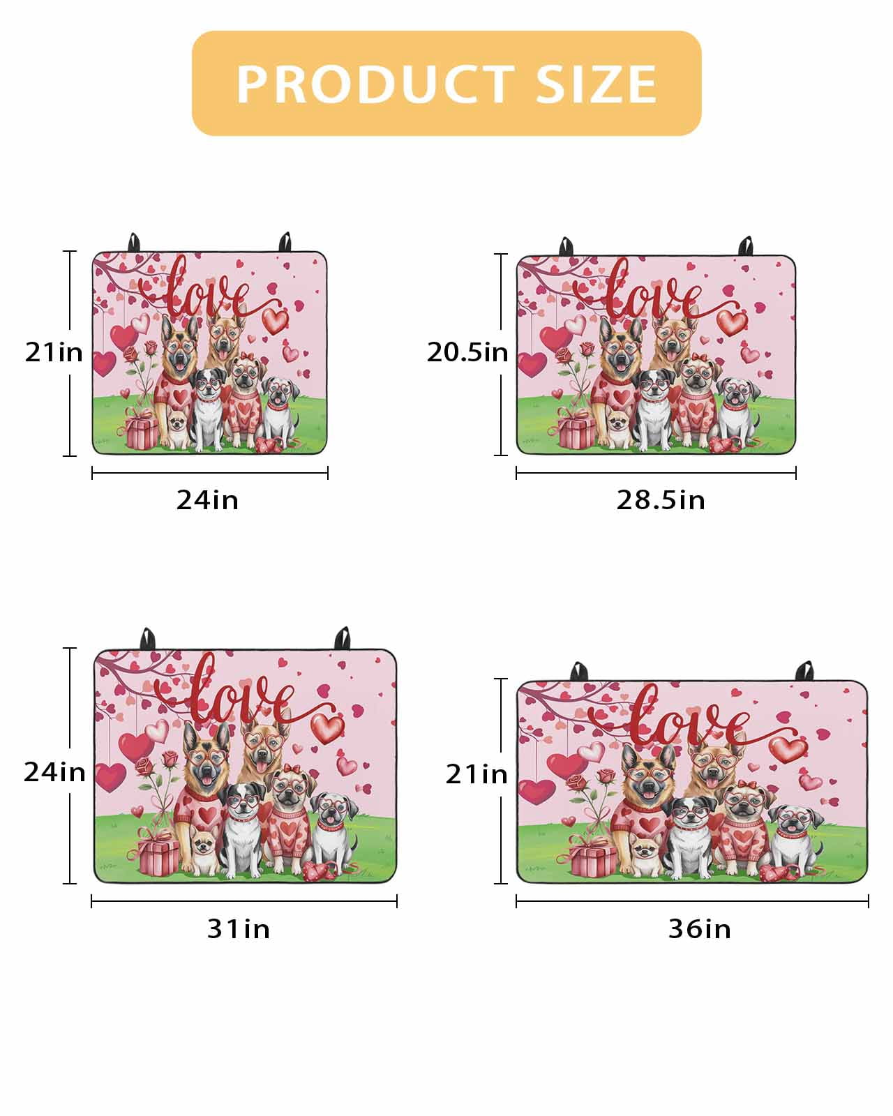 Large Induction Cooktop Protector Mat Valentine's Day Stove Top Covers for Electric Stove, Watercolor Funny Dogs Love Roses Spring Pink Decorative Stove Burner Cover Mats, Glass Top Stove Cover