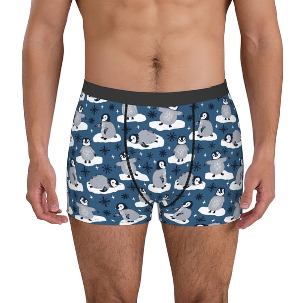 Balery Snow Penguin Calzoncillos bóxer para hombre, ropa interior de algodón suave y transpirable con cinturilla de nailon-X-Large