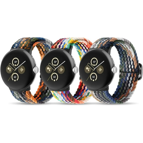 KOMI Nylon Bands Compatible with Google Pixel Watch/Google Pixel Watch 2/Pixel Watch 3(41mm) Band for Women Men, Adjustable Stretchy Braided Straps with Upgraded Connector for Google Pixel Watch Bands