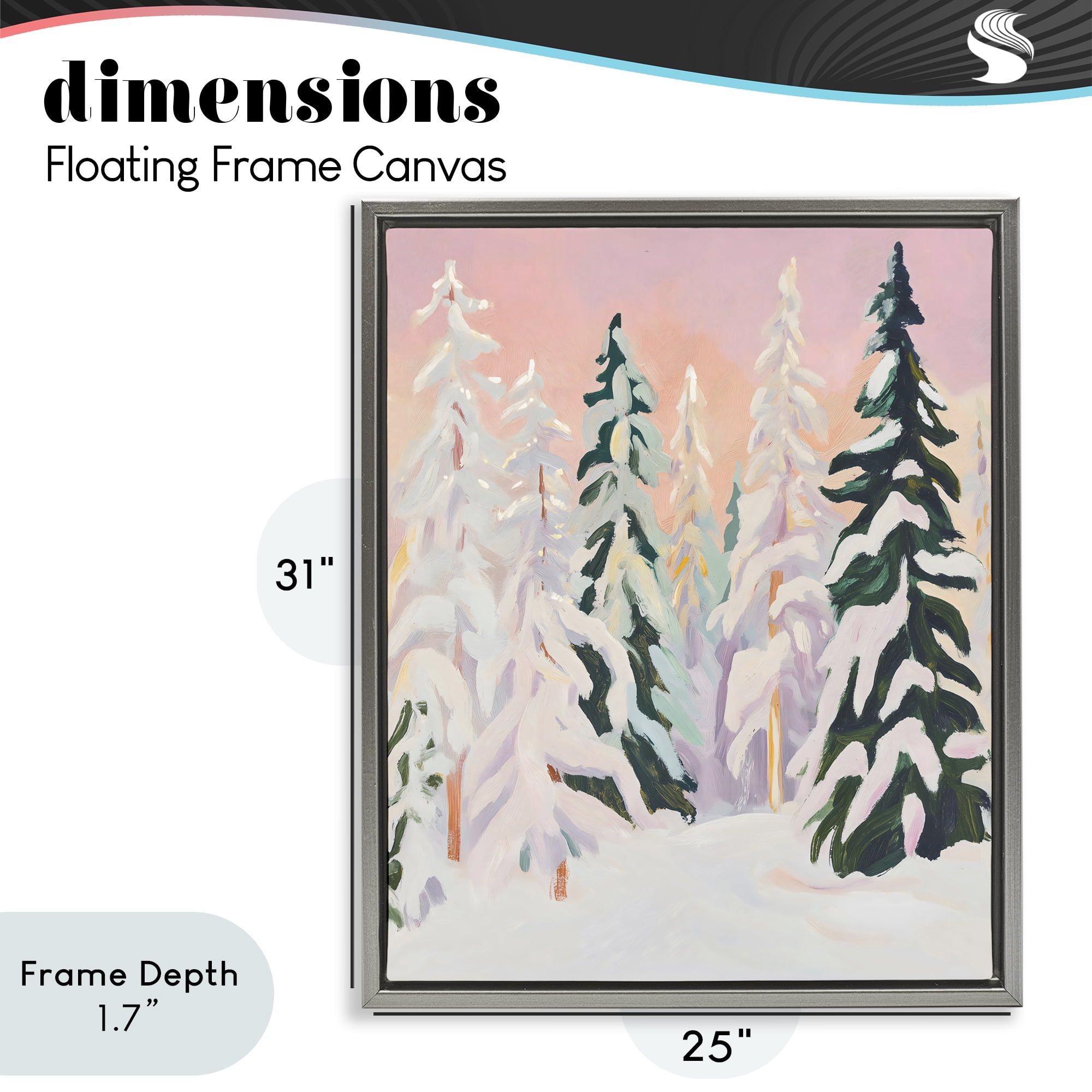 Stupell Industries Peachy Pastel Winter Forest Gray Framed Floater Canvas Wall Art, design by The Prints Vibe
