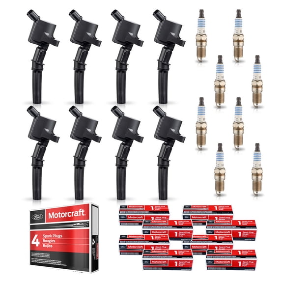 Set of 8 ISA Ignition Coil & Motorcraft Spark Plugs Compatible with 2002-2005 Ford Explorer 4.6L V8 Replacement for DG508 SP413