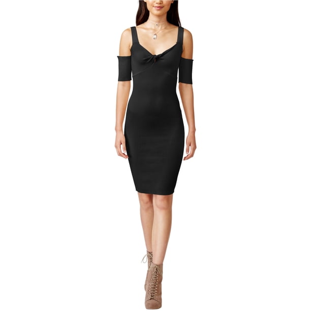 Vestido de suéter ajustado con hombros descubiertos para mujer Minkpink negro grande