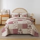 thumbnail image 2 of SLPR Juego de edredón de algodón con diseño de rosas campestres, tamaño king con 2 fundas de almohada, ropa de cama floral de estilo campestre francés, colcha acolchada de granja con rosas rojas y est, 2 of 5
