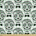 thumbnail image 2 of Ambesonne Black and White Fabric by the Yard Upholstery, Skull and Bow Tie, 5 Yards, Charcoal Grey, 2 of 5