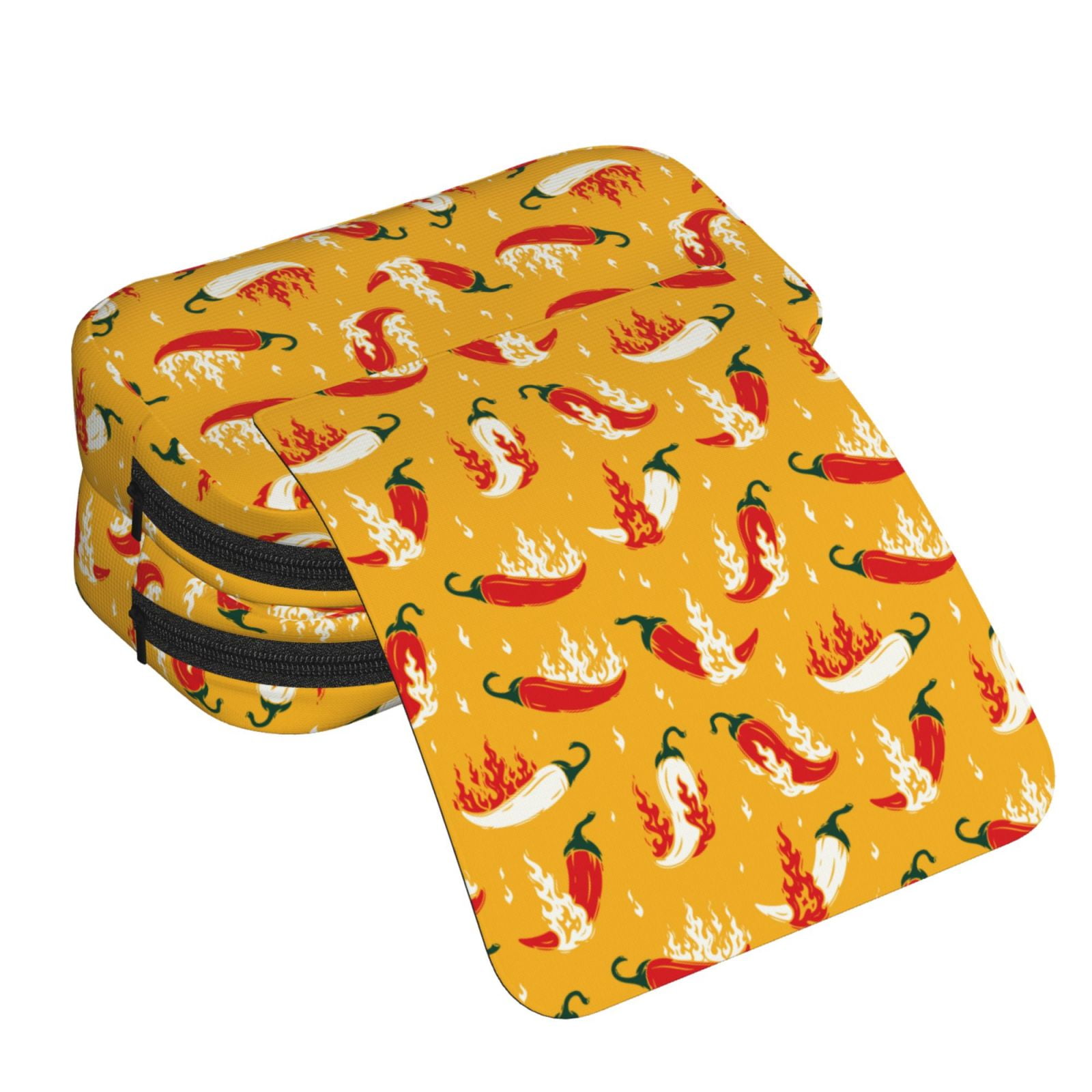 Rateoe Hot Chilli Pattern Double Clamshell Pen Case, Storage Organizer with Two Zipper Compartments– Holds Up to 50 Pencils & Pens